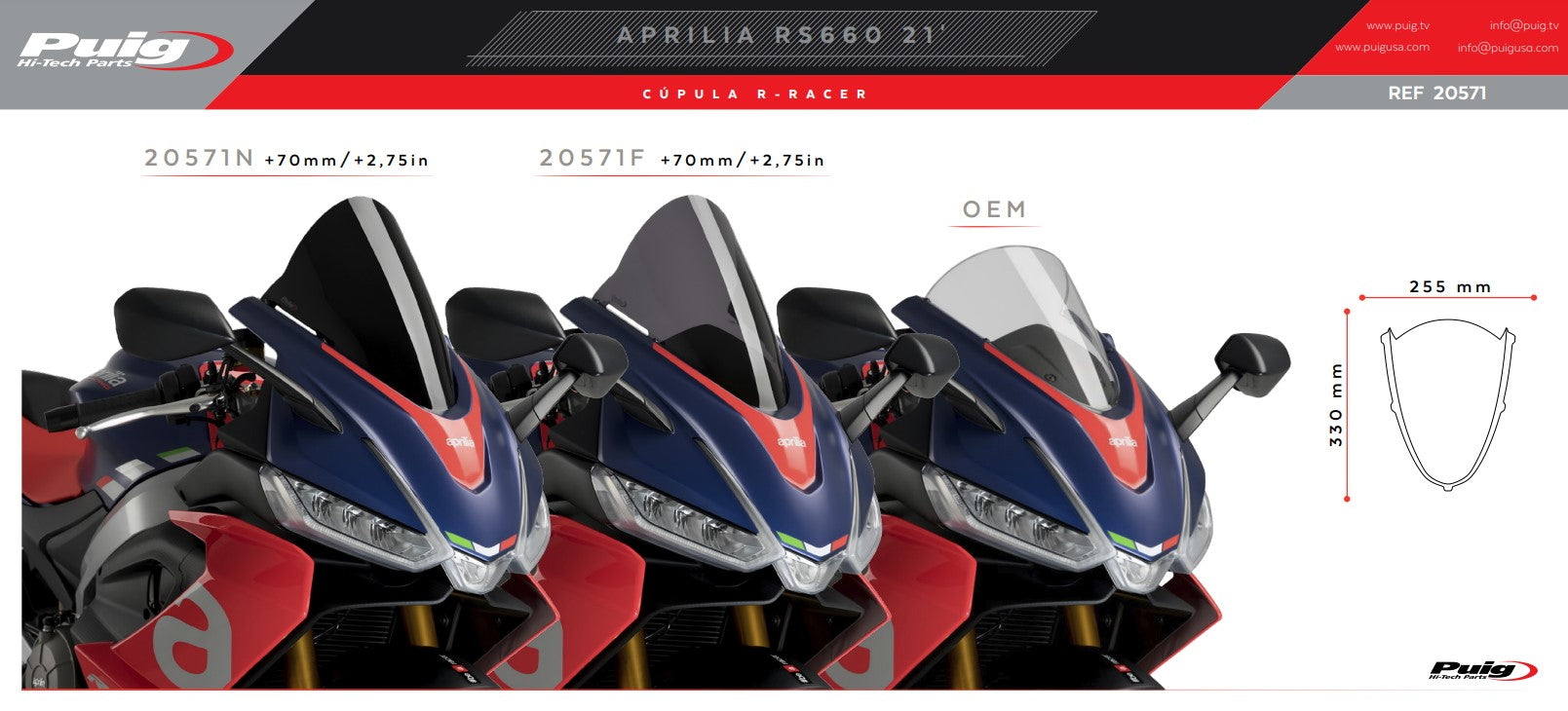 Puig R-Racer Parabrisas Aprilia RS 660 (20-25) 20571 