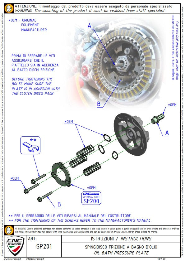 Placa de presión de embrague Bi-Color CNC Racing Ducati Panigale V4/S (2025) SP201S 
