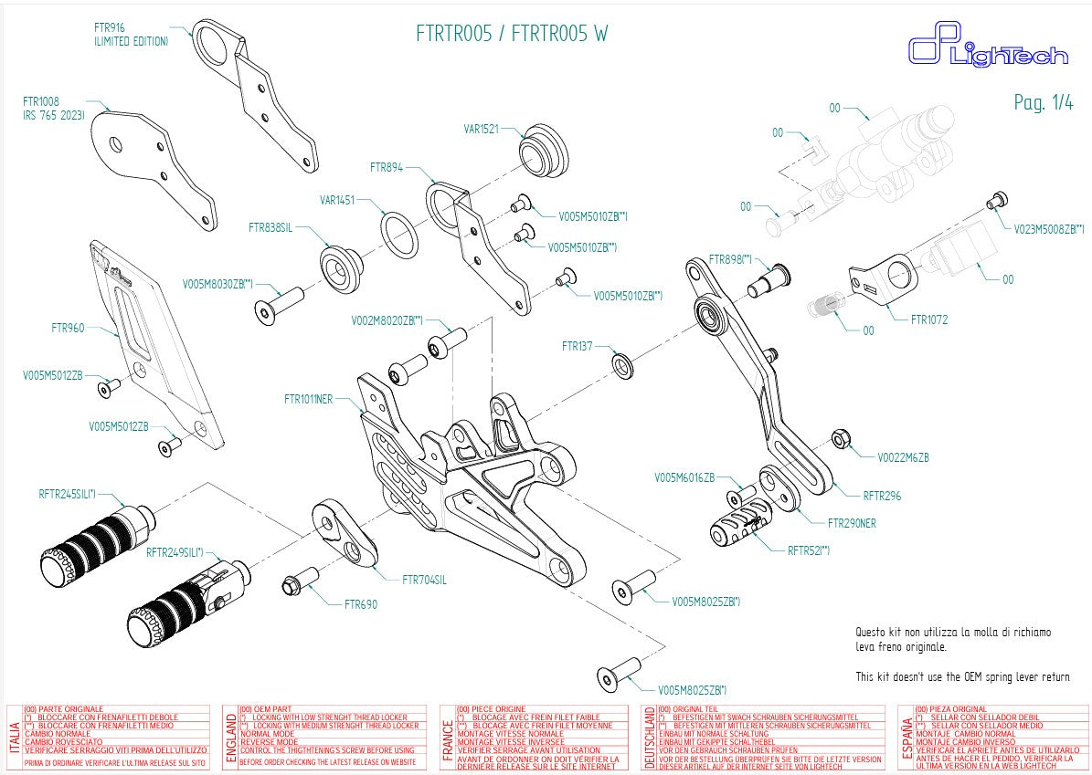 Sistema de frenos LighTech Triumph Street Triple 765 S / R / RS (17-25) FTRTR005 