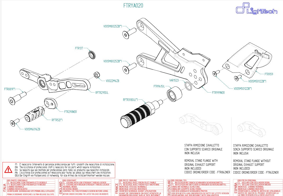 Sistema de frenos Track-Use LighTech Yamaha YZF-R1/M RN32, RN49 & RN65 (15-25) FTRYA020 