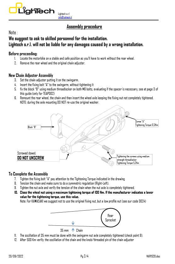 Tensor de cadena LighTech Yamaha YZF-R1/M RN65 (20-25) TEYA005 