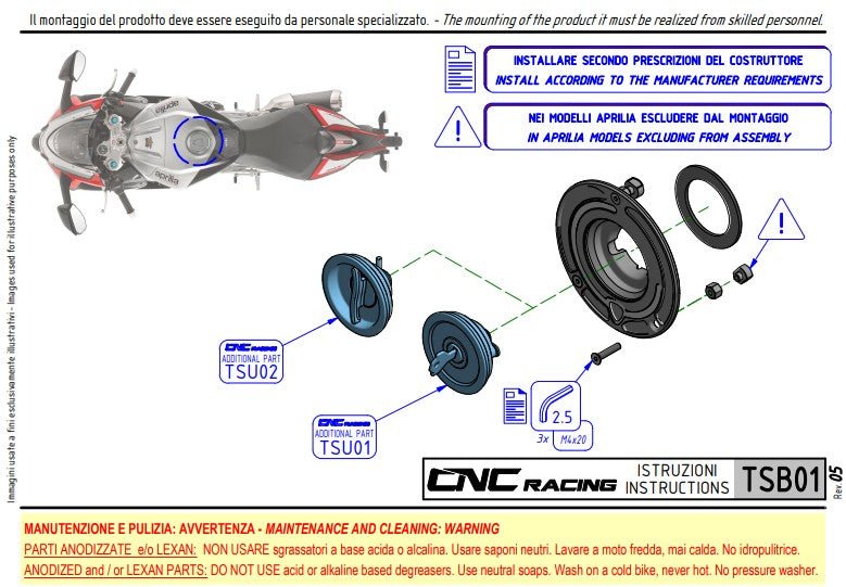Tapa de tanque con brida de carbono CNC Racing Ducati Panigale V4/S (2025) TSB01 