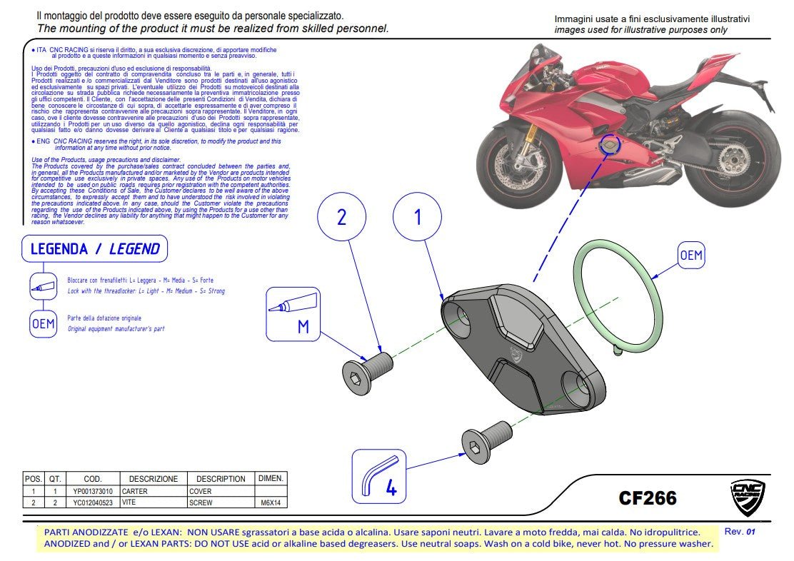 Tapa de encendido / Cubierta de inspección de tiempo Pramac Racing Edición Limitada CNC Racing Ducati Panigale V4/S (2025) CF266PR 