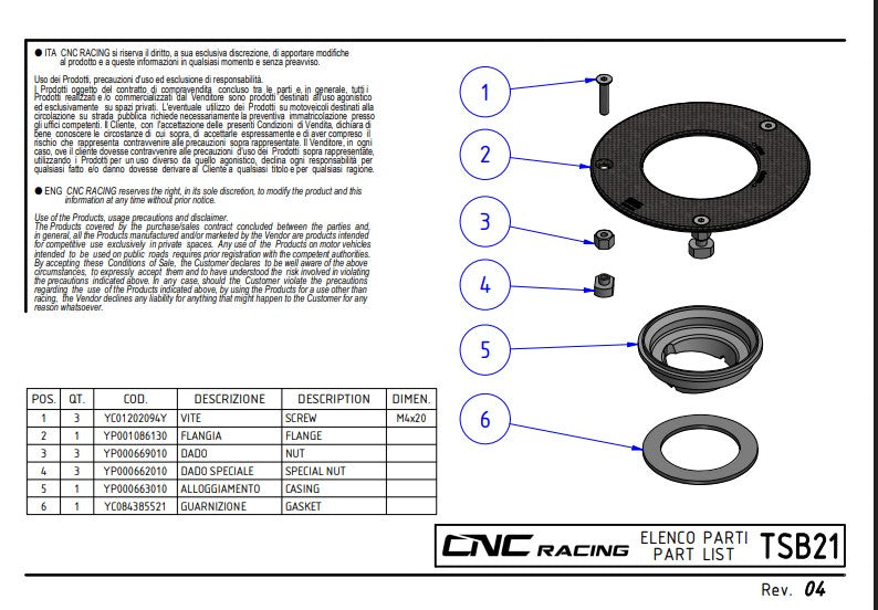 Tapa de tanque de carbono Pramac Racing Edición Limitada CNC Racing Ducati Panigale V4/S (2025) TSB21PR 