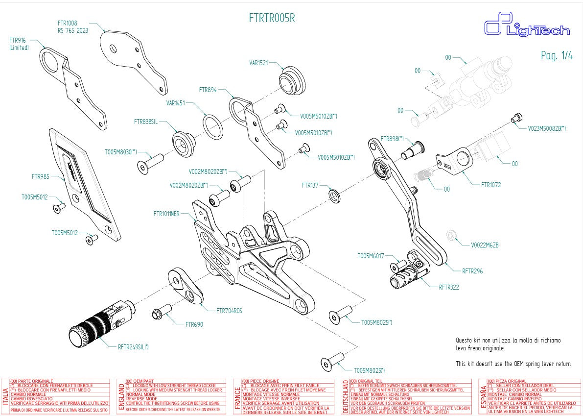 Sistema de frenos R LighTech Triumph Daytona 675/765 (13-21) FTRTR005R 