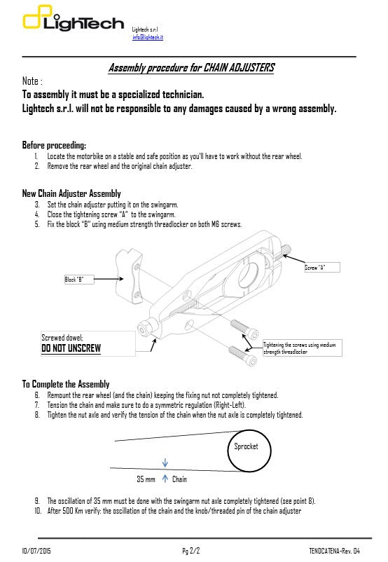 Tensor de cadena LighTech Yamaha YZF-R1/M RN32 RN49 (15-19) TEYA003 