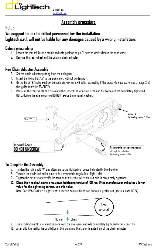 Tensor de cadena LighTech Suzuki GSX-R 600 & 750 (11-16) TESU004 