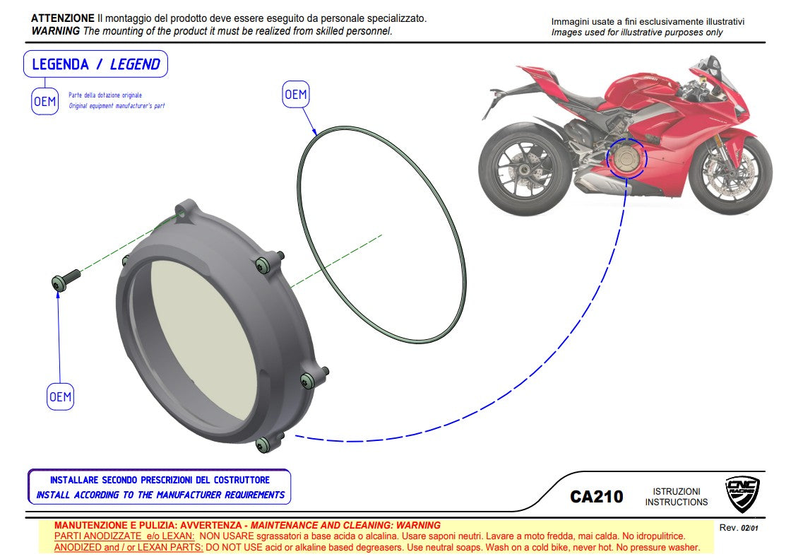 Tapa de embrague transparente Pramac Racing Edición Limitada CNC Racing Ducati Panigale V4/S (2025) CA210PR 