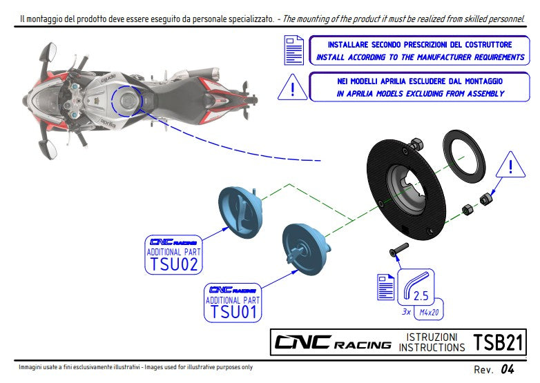 Tapa de tanque de carbono CNC Racing Ducati Panigale V4/S (2025) TSB21 