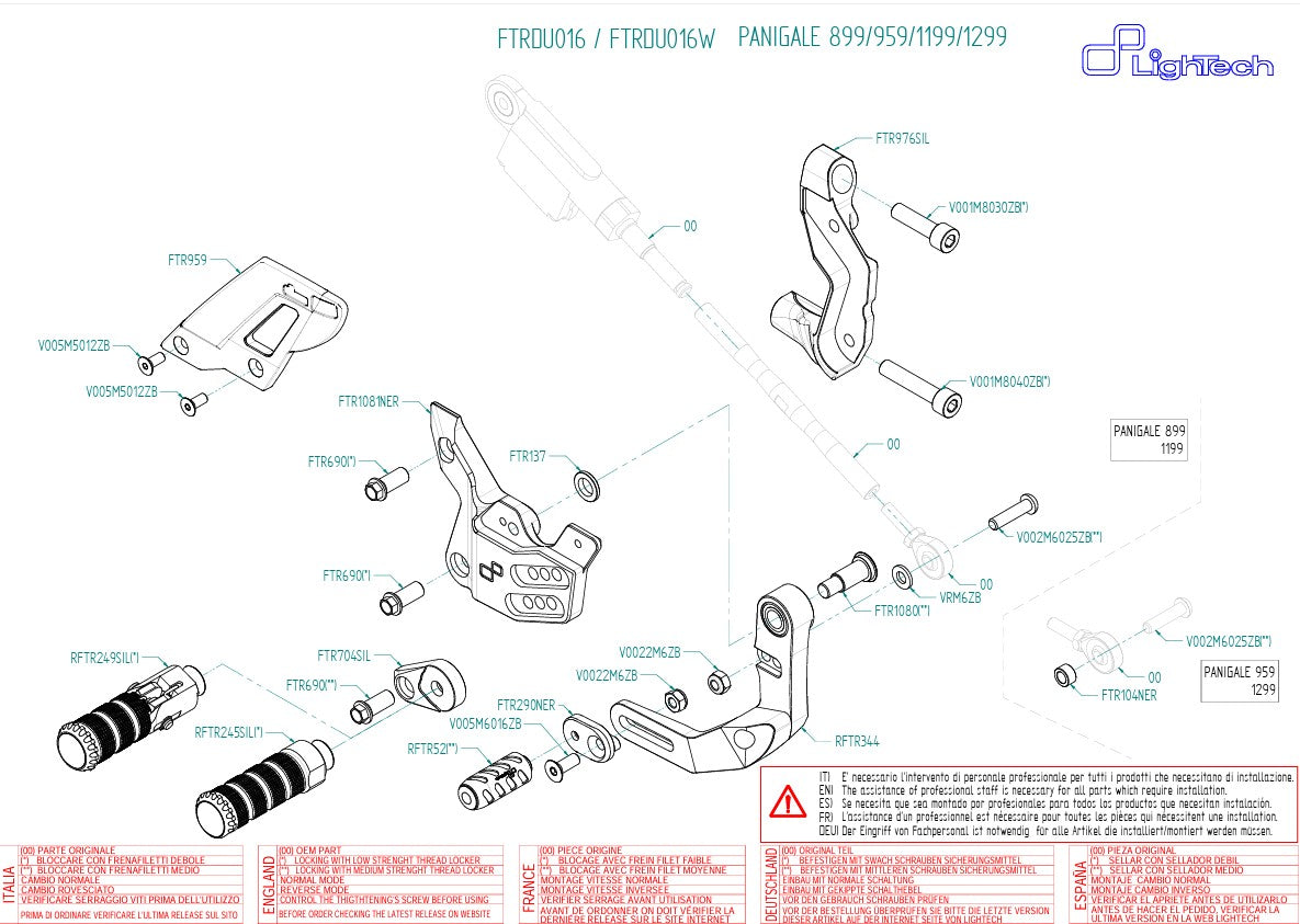 Sistema de frenos LighTech con cambio inverso Ducati Panigale 899 (13-16) FTRDU016/W 