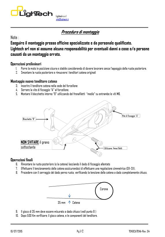 Tensor de cadena LighTech Yamaha YZF-R1/M RN32 RN49 (15-19) TEYA003 