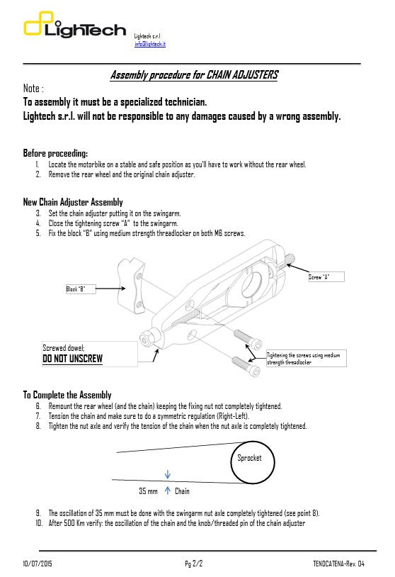 Tensor de cadena LighTech Kawasaki ZX-10 R (11-15) TEKA003 