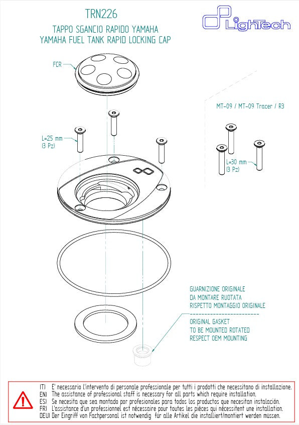 Tapa de tanque de tornillo LighTech Yamaha YZF-R6 (06-25) TRN226 