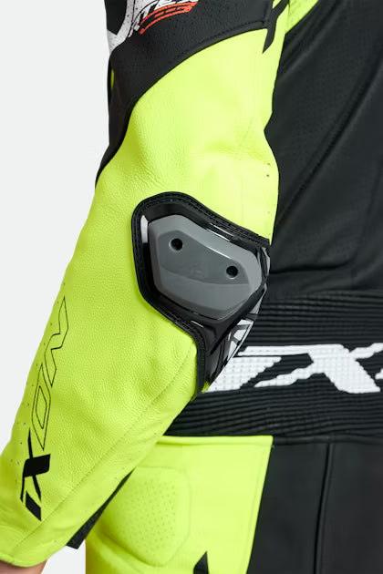 IXON Vortex 3 monoentrepieza Mono de cuero – Mono de carreras perforado | Hombre | Negro/Neón amarillo 