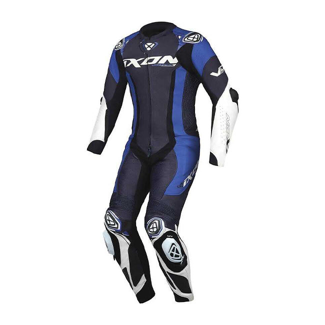 IXON Vortex 3 mono traje Mono de cuero – Mono de carreras perforado | Hombre | Blanco/Gris/Azul 