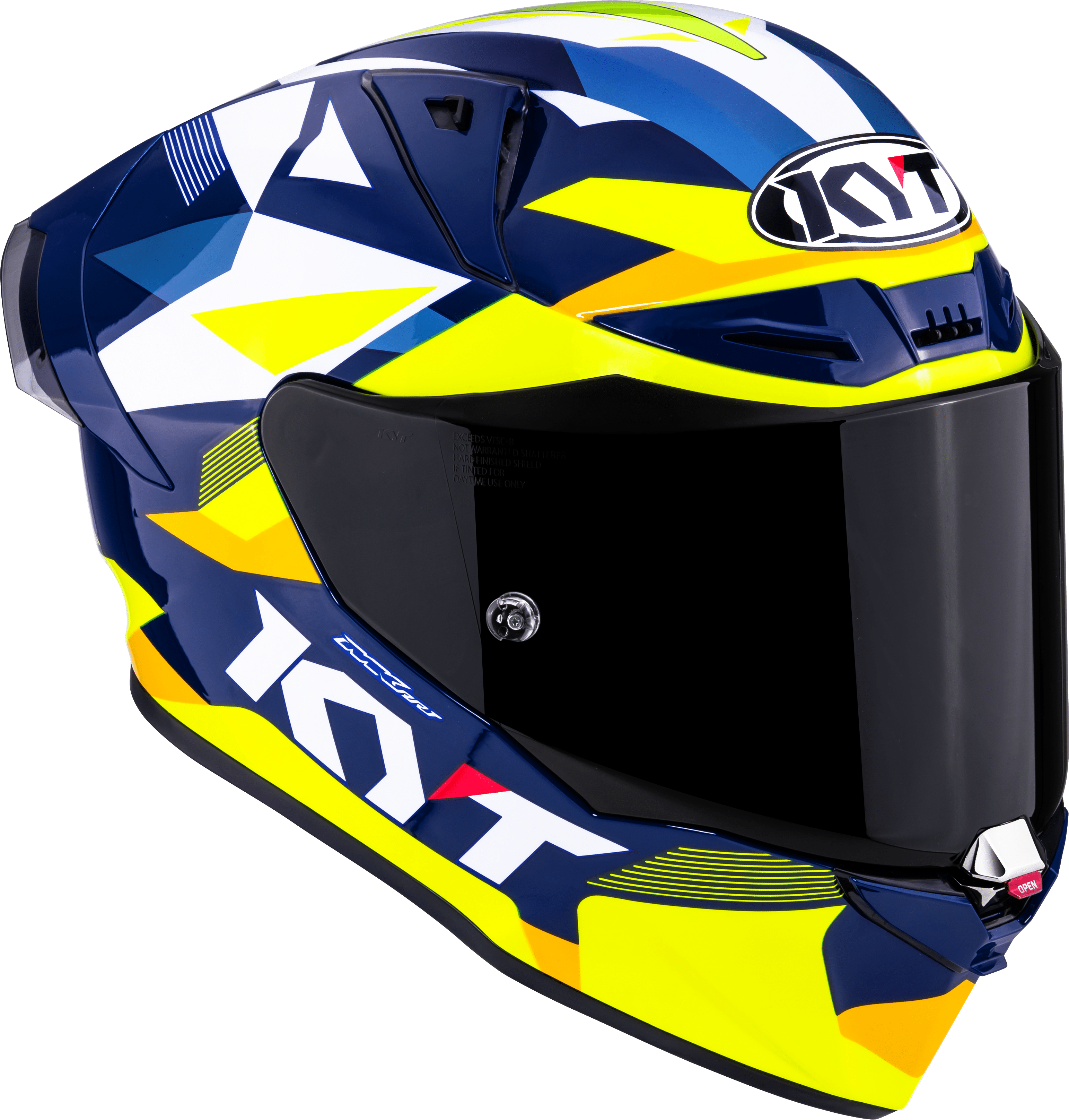 KYT R1R Casco de Carreras Carbono Diamante Azul / Amarillo Y6R10005 