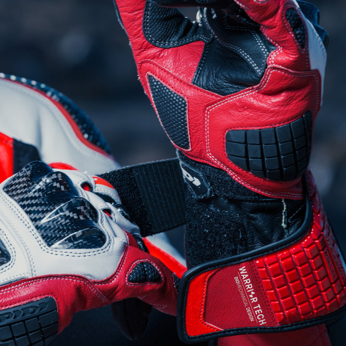 Guantes de cuero de moto Spidi Carbo Track Evo Racing | Hombre | Rojo | A203014 