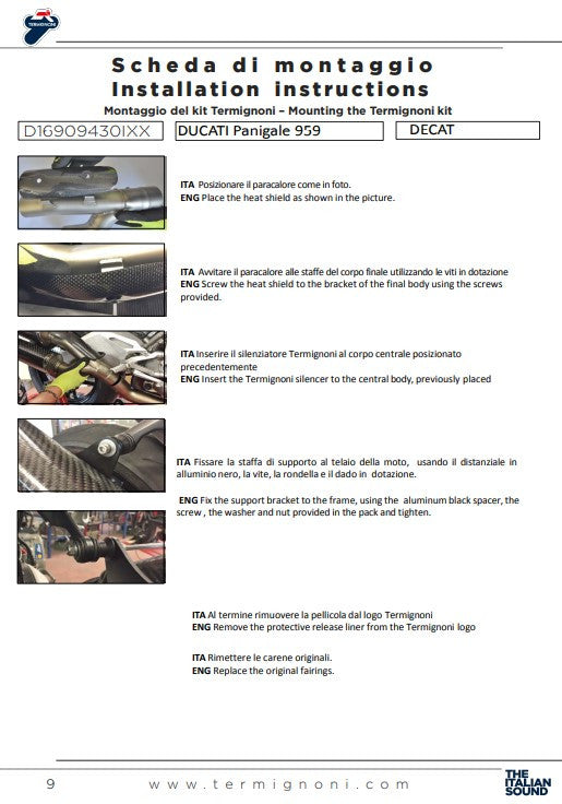 Termignoni tubo de reemplazo de catalizador Ducati Panigale 959 (16-19) D16909430IXX 