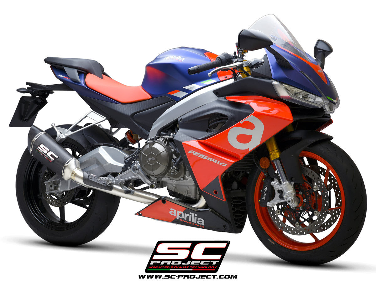 Sistema completo de acero inoxidable SC-Project 2-1 SC1-R para Aprilia RS 660 (20-25) A23A-AC90 