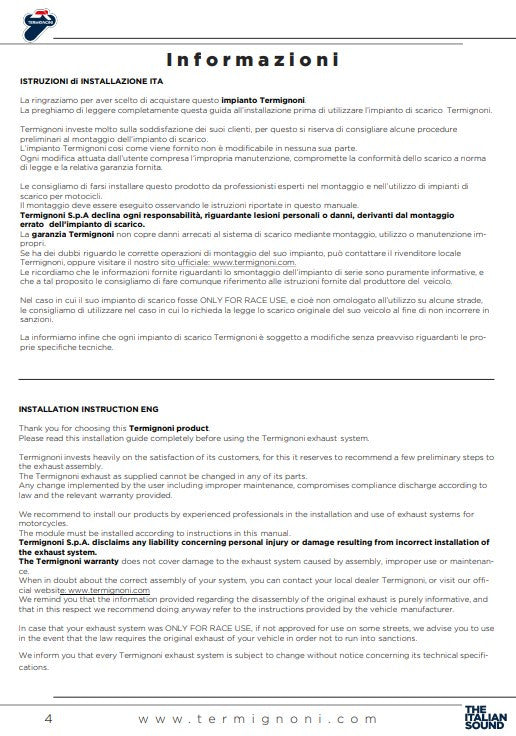 Termignoni tubo de reemplazo de catalizador Ducati Panigale 959 (16-19) D16909430IXX 