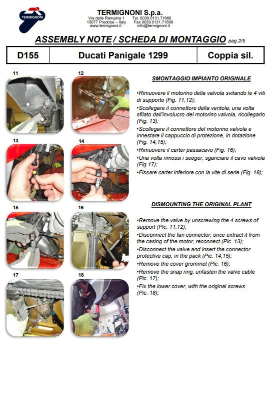 Kit de escape Slip-On de Termignoni en carbono para Ducati Panigale 899 (13-16) D155102CPT+D155Y 