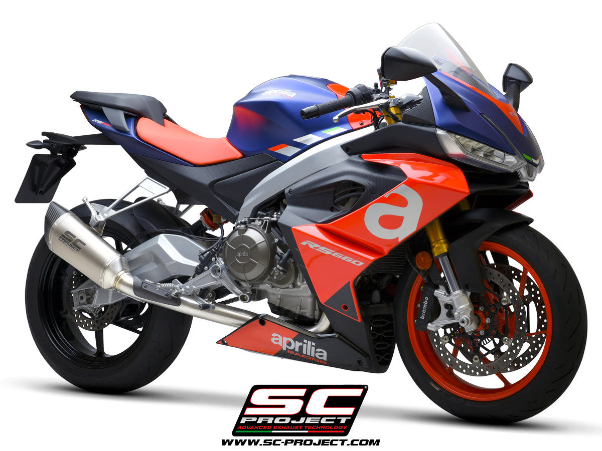 Sistema completo de acero inoxidable SC-Project 2-1 SC1-R para Aprilia RS 660 (20-25) A23A-AC90 