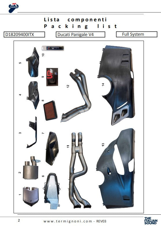 Sistema de escape completo Termignoni Titanium 4USCITE Ducati Panigale V4/S (18-24) D18209401TTX 