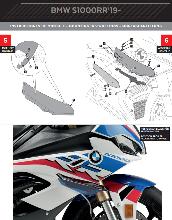 Puig Winglets Spoiler Downforce BMW S1000RR K67 (19-22) 3636 