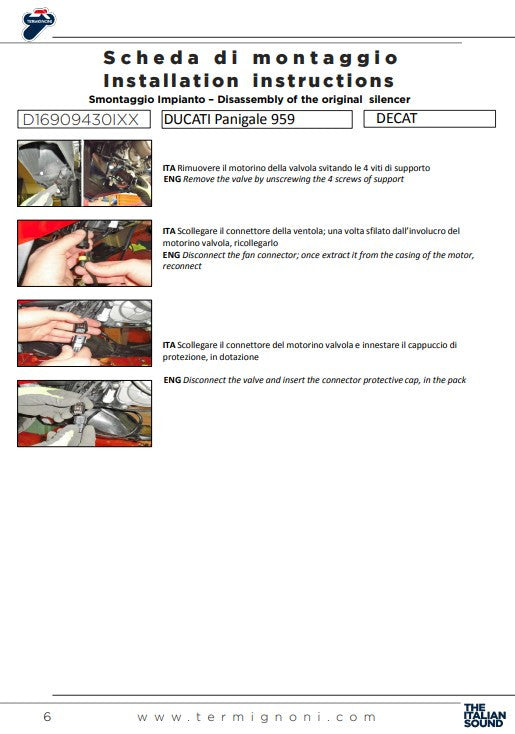 Termignoni tubo de reemplazo de catalizador Ducati Panigale 959 (16-19) D16909430IXX 