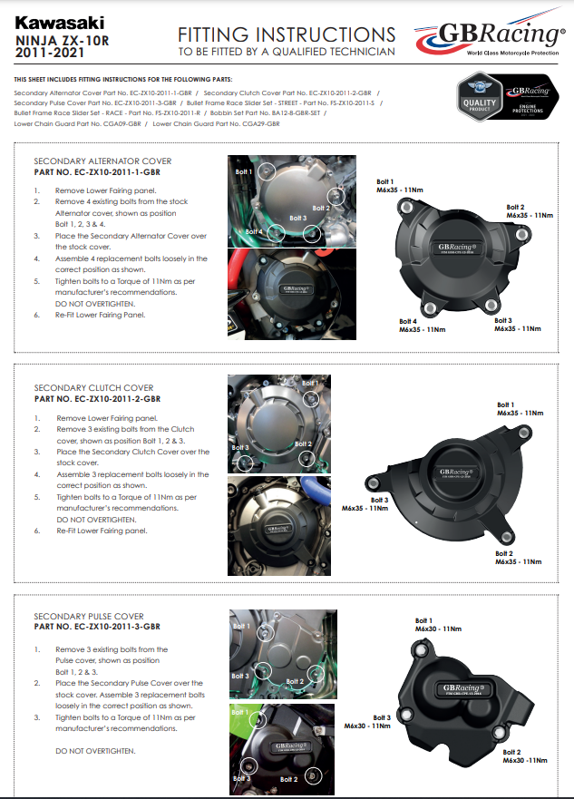 Protector de embrague cubierta de protección GBRacing Kawasaki ZX-10R/RR (11-20) 