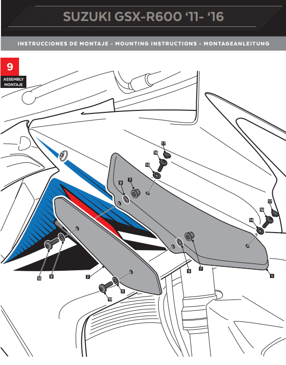 Spoilers de alerón Puig para downforce Suzuki GSX-R 600/750 (11-16) 3163 