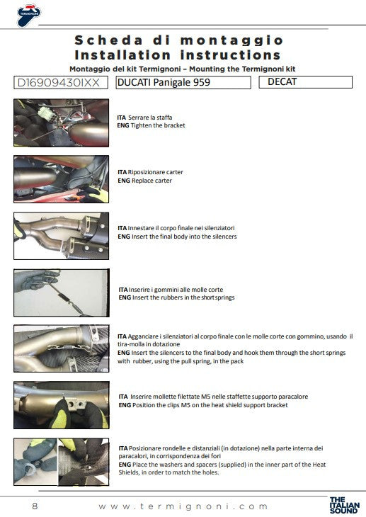 Termignoni tubo de reemplazo de catalizador Ducati Panigale 959 (16-19) D16909430IXX 