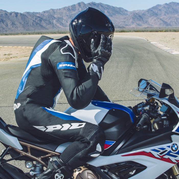 Spidi Laser Pro mono pieza Mono de cuero – Mono de carreras perforado | Hombre | Negro/Azul | Y154022 
