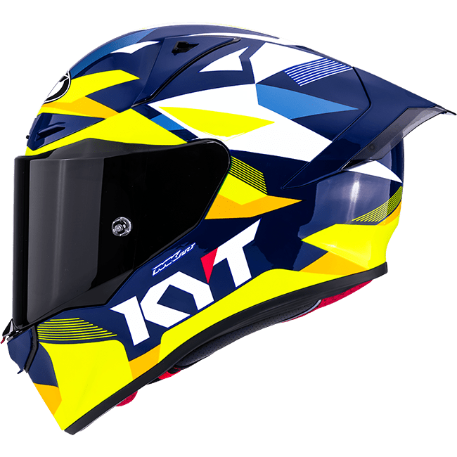 KYT R1R Casco de Carreras Carbono Diamante Azul / Amarillo Y6R10005 