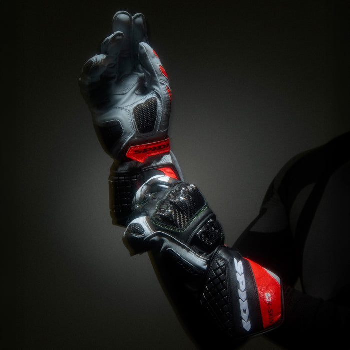 Guantes de cuero de moto Spidi Carbo Kangaroo Racing | Hombre | Negro-Rojo | A216021 