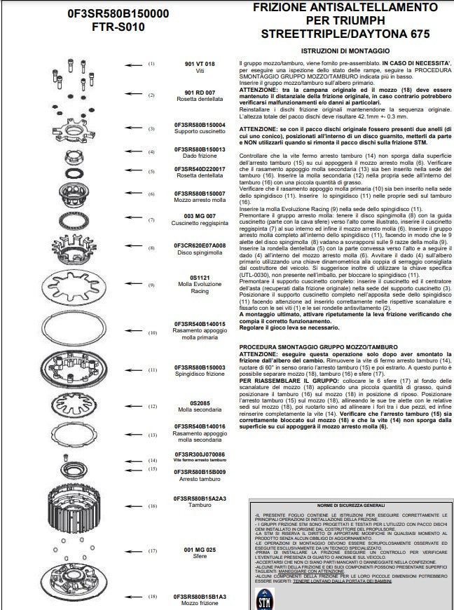 STM Embrague Anti-Saltos Triumph Daytona 675 (06-12) FTR-S010 
