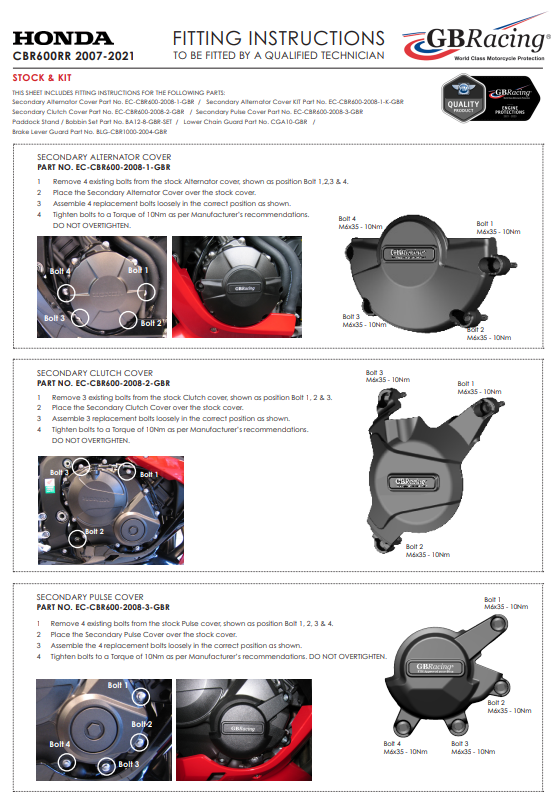 Protector de embrague cubreprotección GBRacing Honda CBR 600 RR (07-21) 