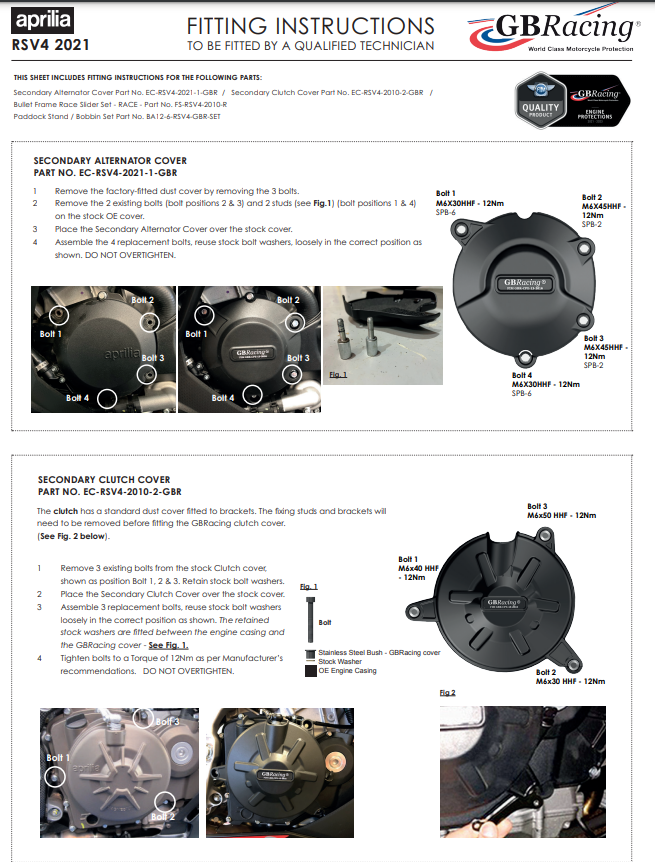 Protector de embrague cubierta de protección GBRacing Aprilia RSV4/RR/1100 Factory (21-25) 