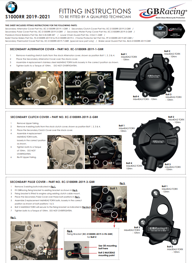 Protector de embrague cubierta de protección GBRacing BMW S1000RR K67 (19-25) 