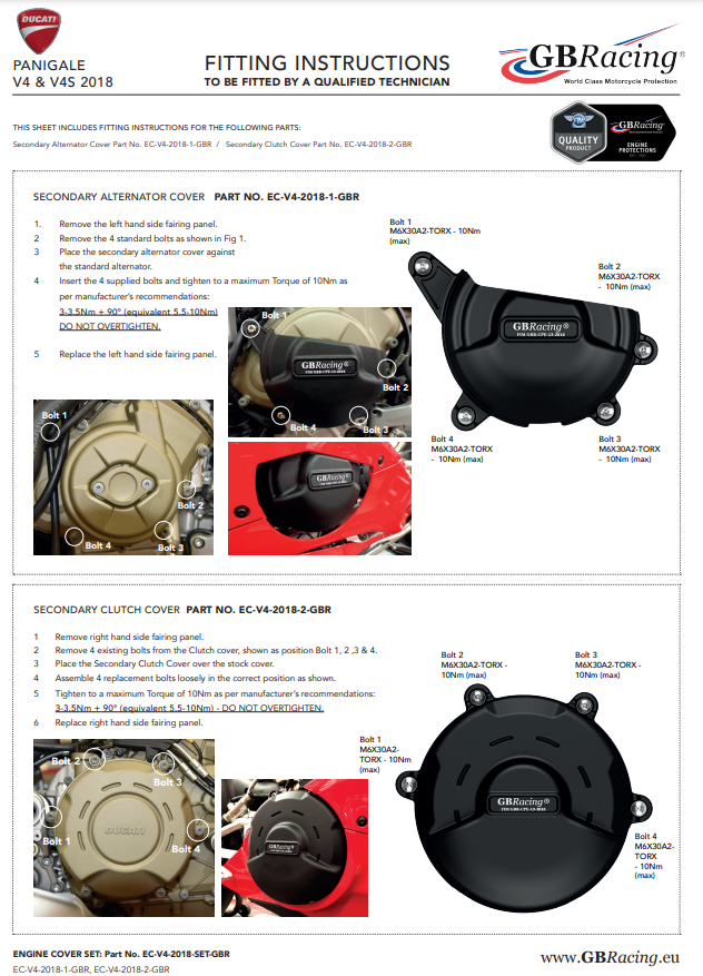 Cubierta de motor Protectores Kit completo GBRacing Ducati Panigale V4/S (18-24) 